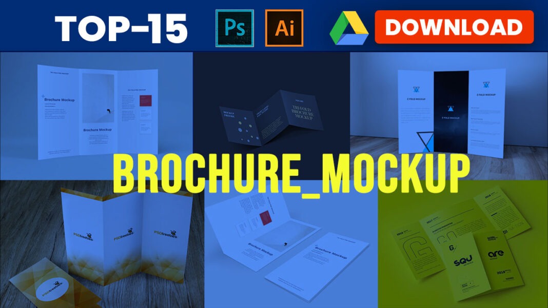 15+Tri Fold Brochure Mockup Psd Free Download