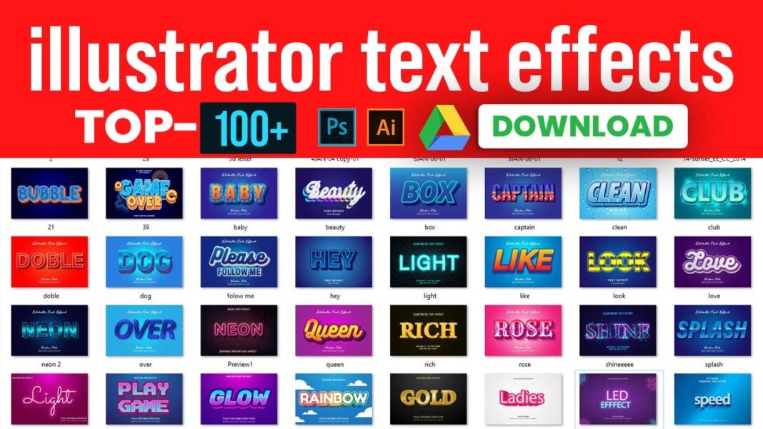 100+ Adobe Illustrator text effects free download 2022