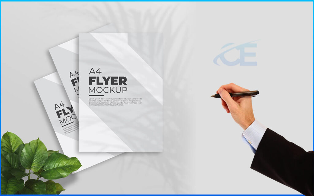 Realistic flyer mockup with shadow overlay Psd Free Download