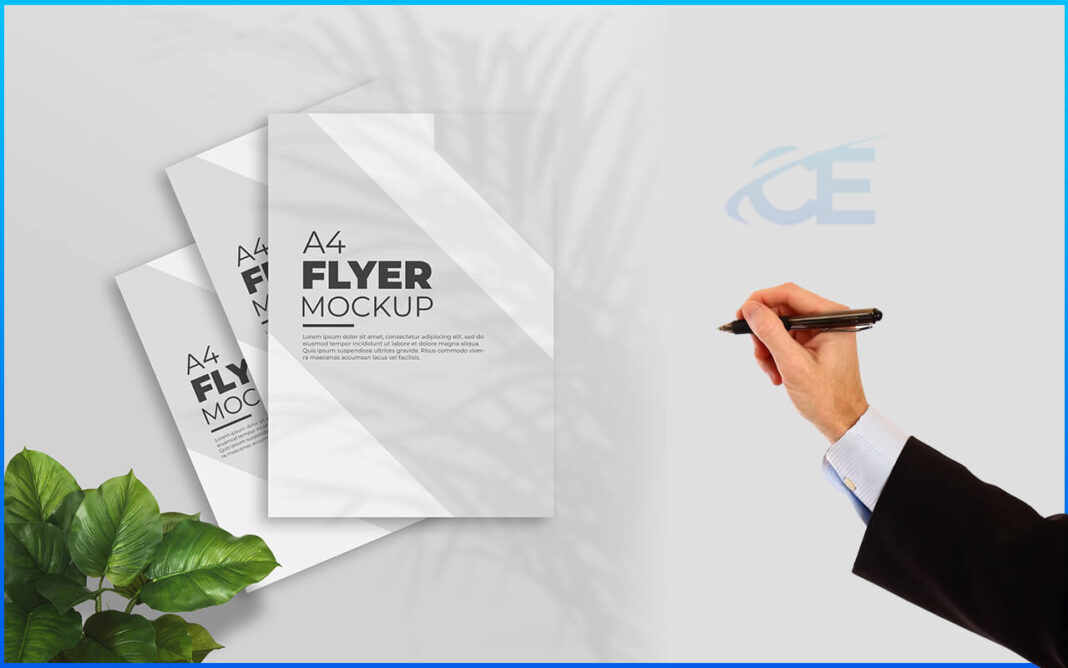 Realistic flyer mockup with shadow overlay Psd Free Download
