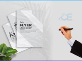 Realistic flyer mockup with shadow overlay Psd Free Download