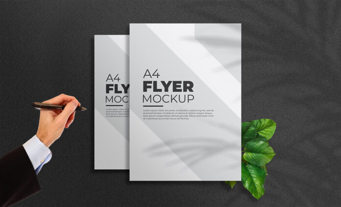 A4 Flyer mockup Photoshop Psd Free Download