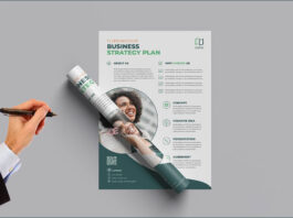 Flyer Mockup Design in 3d Rendering PSD Free
