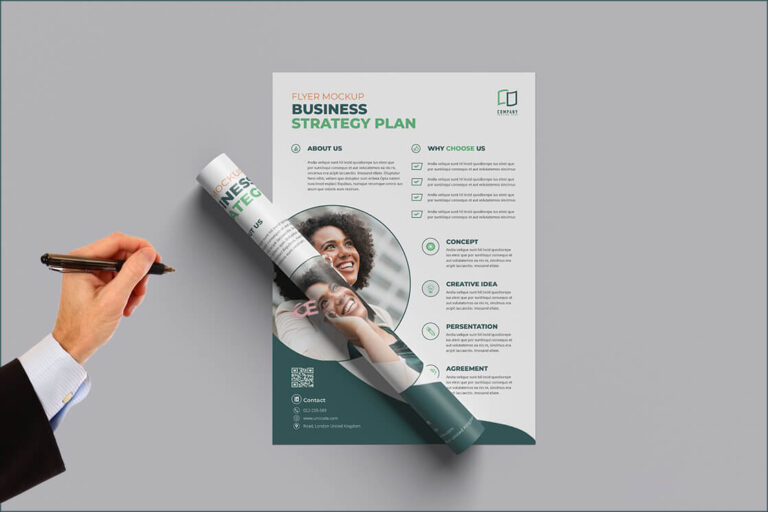Flyer Mockup Design in 3d Rendering PSD Free