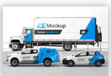 car van truck best vehicle wrap mockup PSD Free Download car van truck best vehicle wrap mockup PSD free download