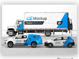 car van truck best vehicle wrap mockup PSD free download