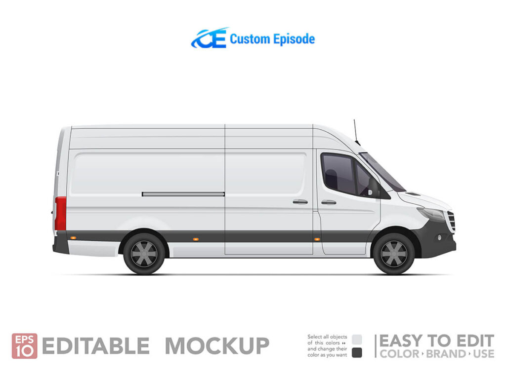 Editable 5 passenger van mockup Free Download