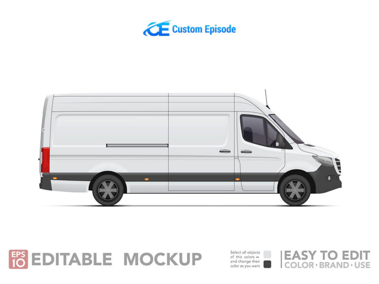 Editable 5 passenger van mockup Free Download