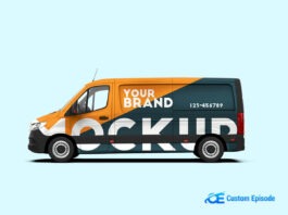 Realistic van Mockup PSD Free Download