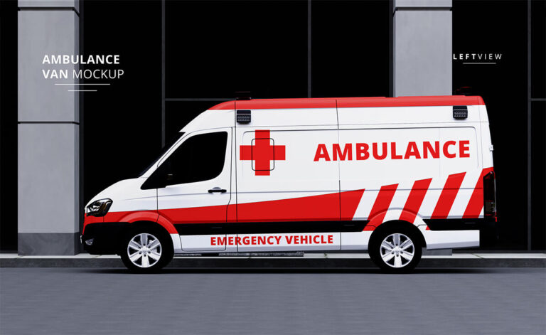 Ambulance Car Mockup psd Free Download