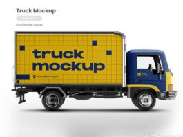 Truck wrap mockup Design Free Download