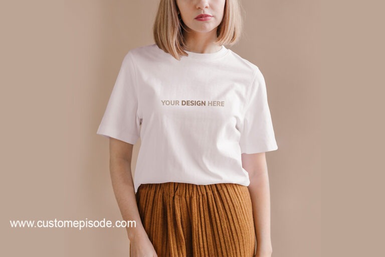 Woman White T-shirt Mockups Free
