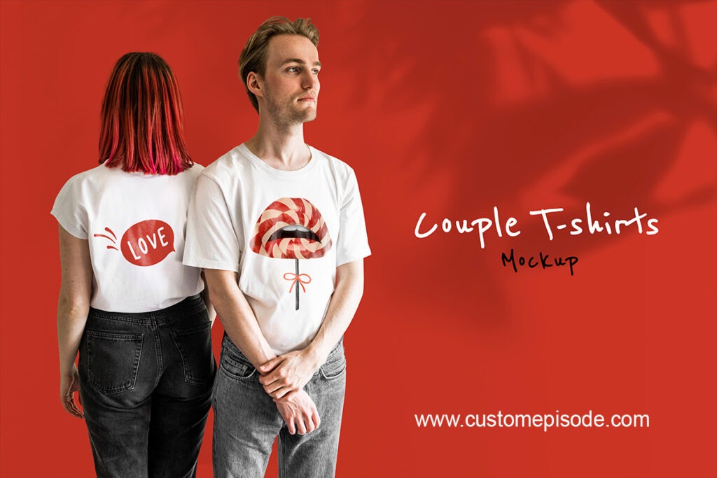 couple t shirt mockup psd free download