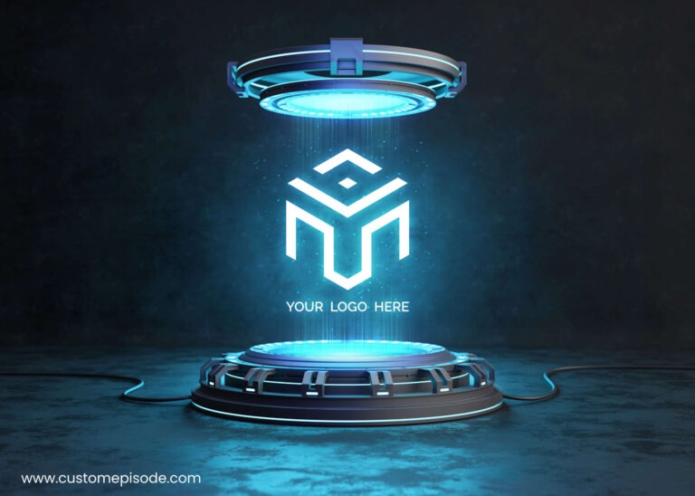 Futuristic pedestal logo mockup Free PSD