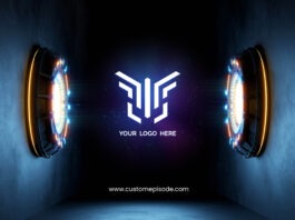 futuristic pedestal logo mockup psd template free download