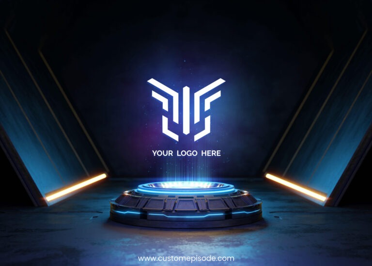 Futuristic Pedestal Logo Mockup