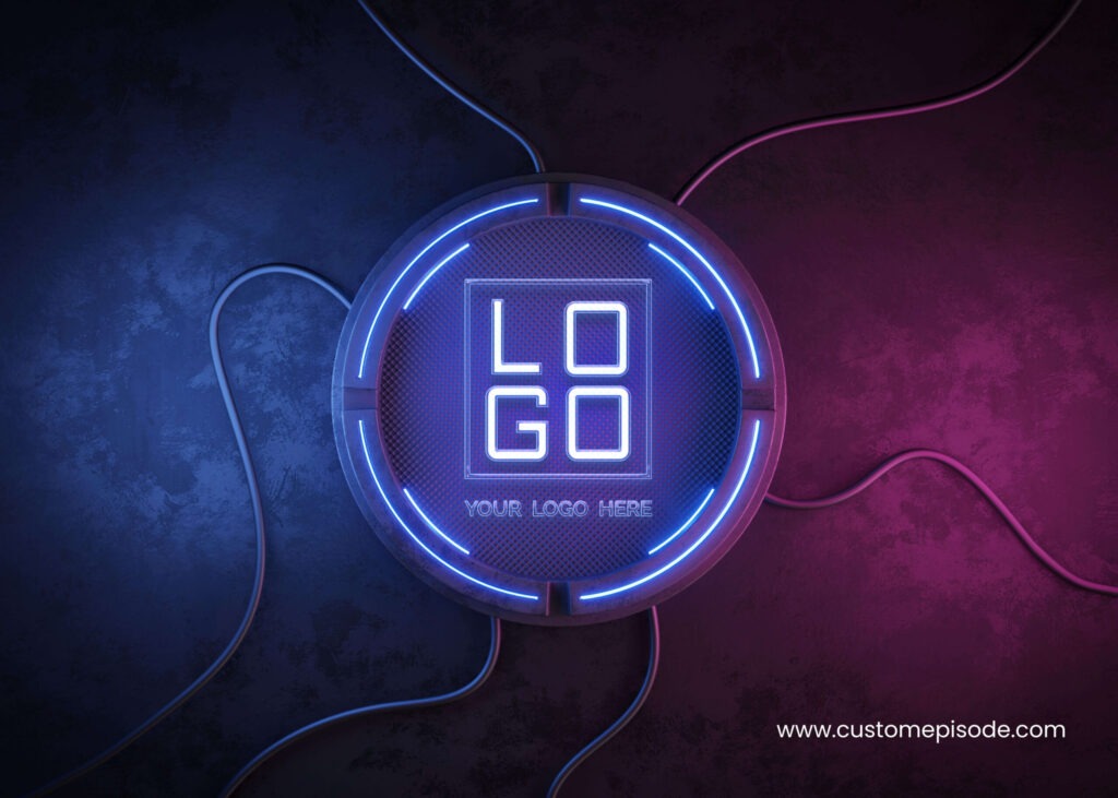 Futuristic pedestal logo mockup Free Download