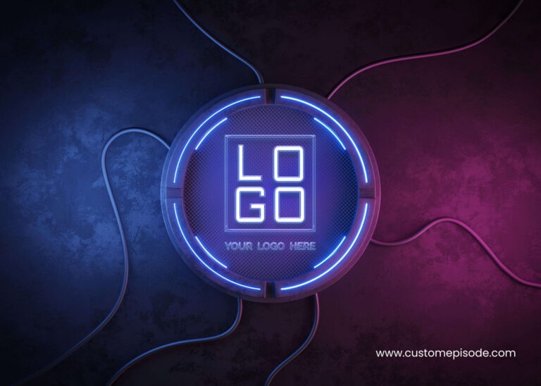 Futuristic pedestal logo mockup Free  Download