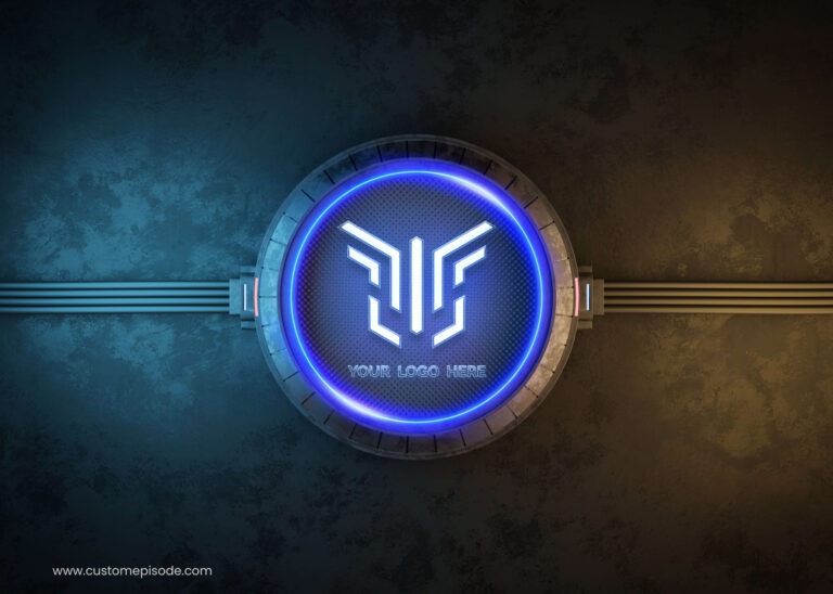 Futuristic circle logo mockup Psd FREE DOWNLOAD