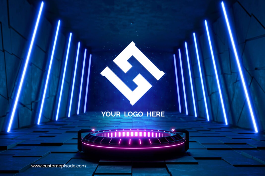 Futuristic pedestal with logo mockup Free Download