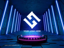 Futuristic pedestal with logo mockup Free Download