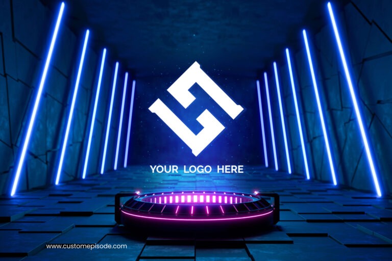 Futuristic pedestal with Logo Mockup Free Download