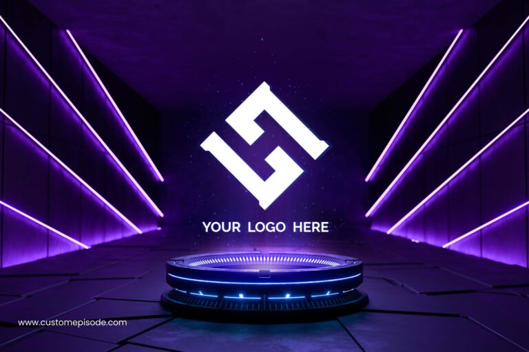 Neon light Effect 3D Logo Mockup Free Download