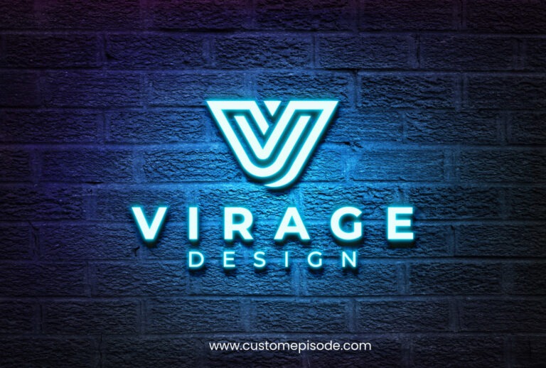 Neon wall Light Logo Mockup Free Download