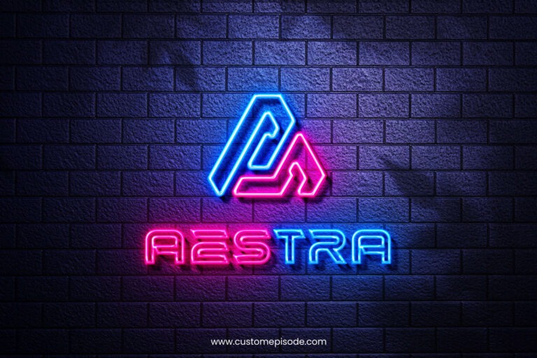 Neon Logo Mockup PSD Free Download