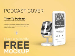 Super First Download Spreed. NO ads, Podcast Cover Mockup PSD Template Free Download, Commercial use Free mockup