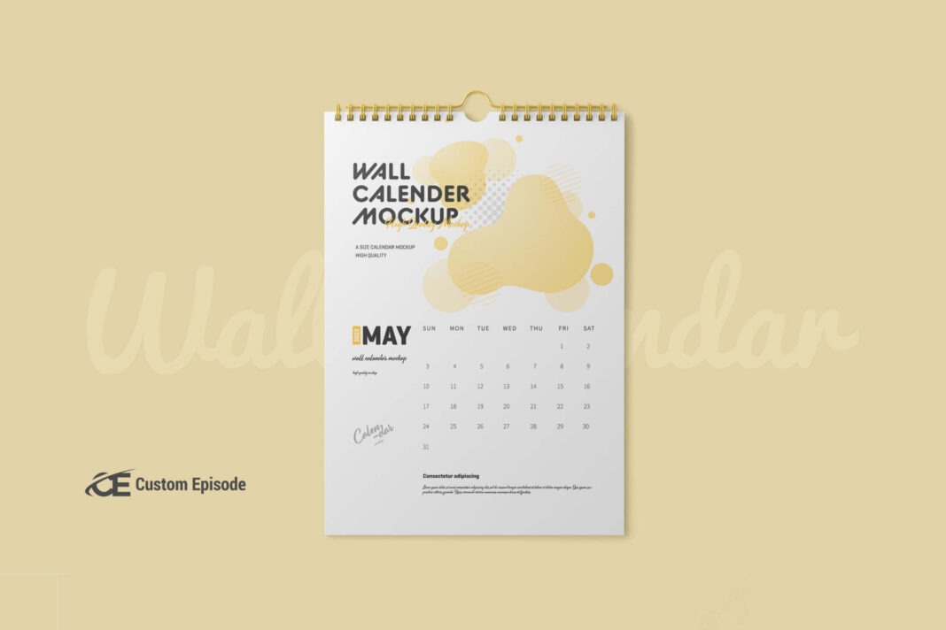 Super First Download Spreed. NO ads, Wall Calendar Mockup Free Download, photoshop PSD Template Free download.