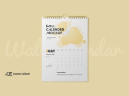 Super First Download Spreed. NO ads, Wall Calendar Mockup Free Download, photoshop PSD Template Free download.