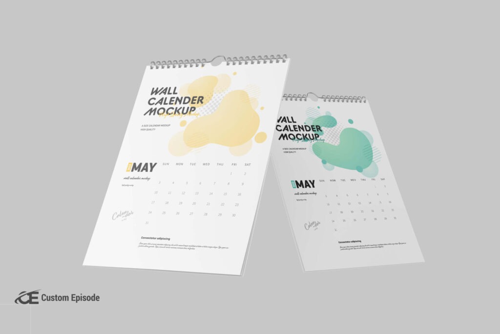 wall calendar mockup psd free download