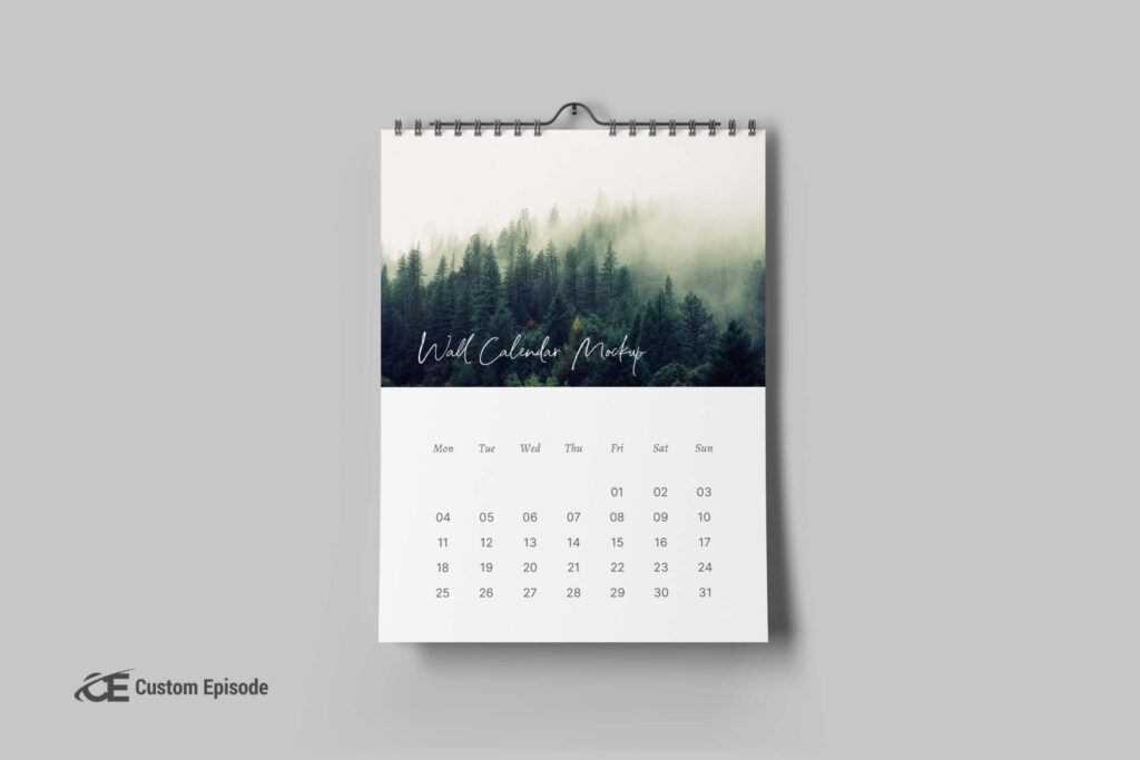 wall calendar mockup PSD free download,