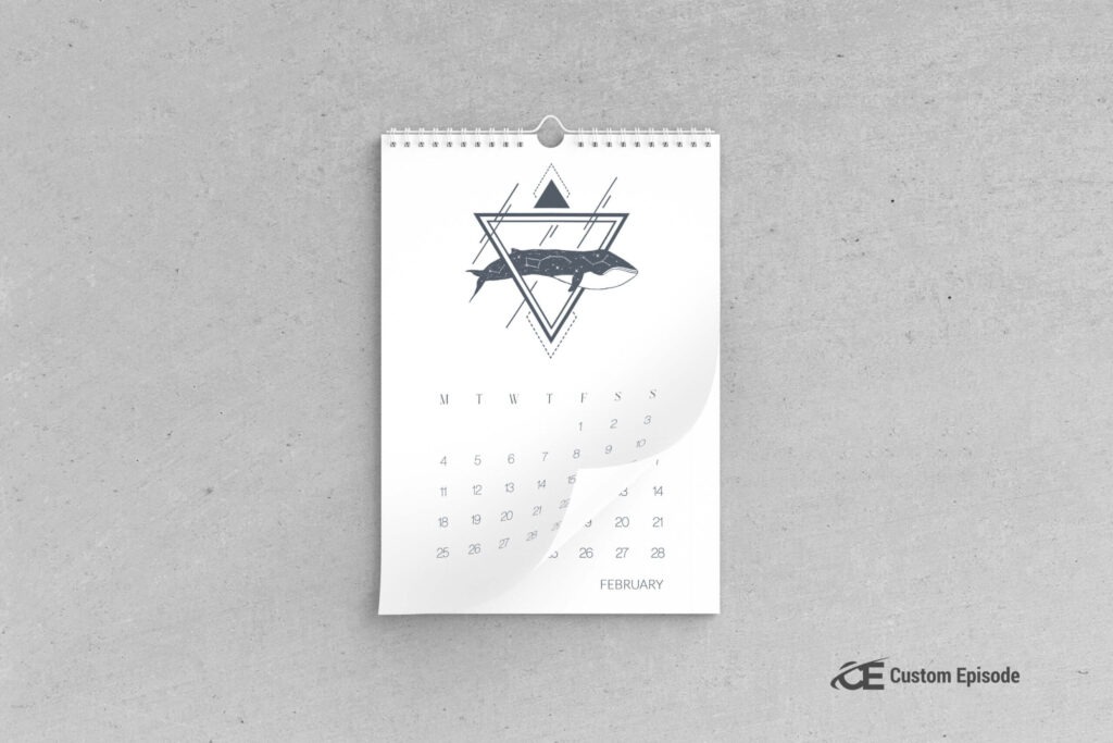 Wall Calendar Mockup PSD Free Download