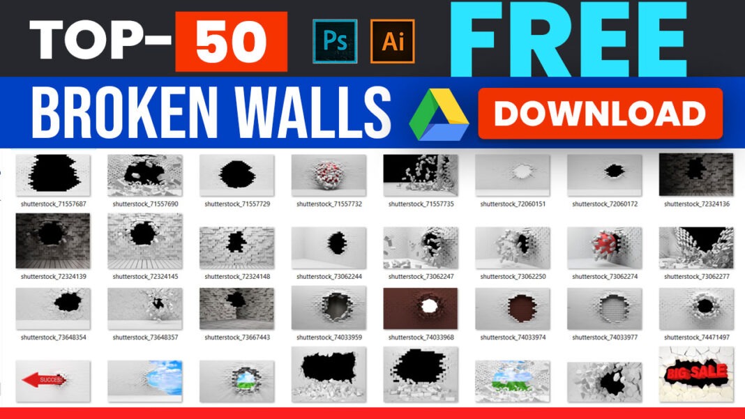 Broken-Walls-Background-design-Photoshop-Illustrator-Bangla-English-tutorial-Free-Download-stock-image
