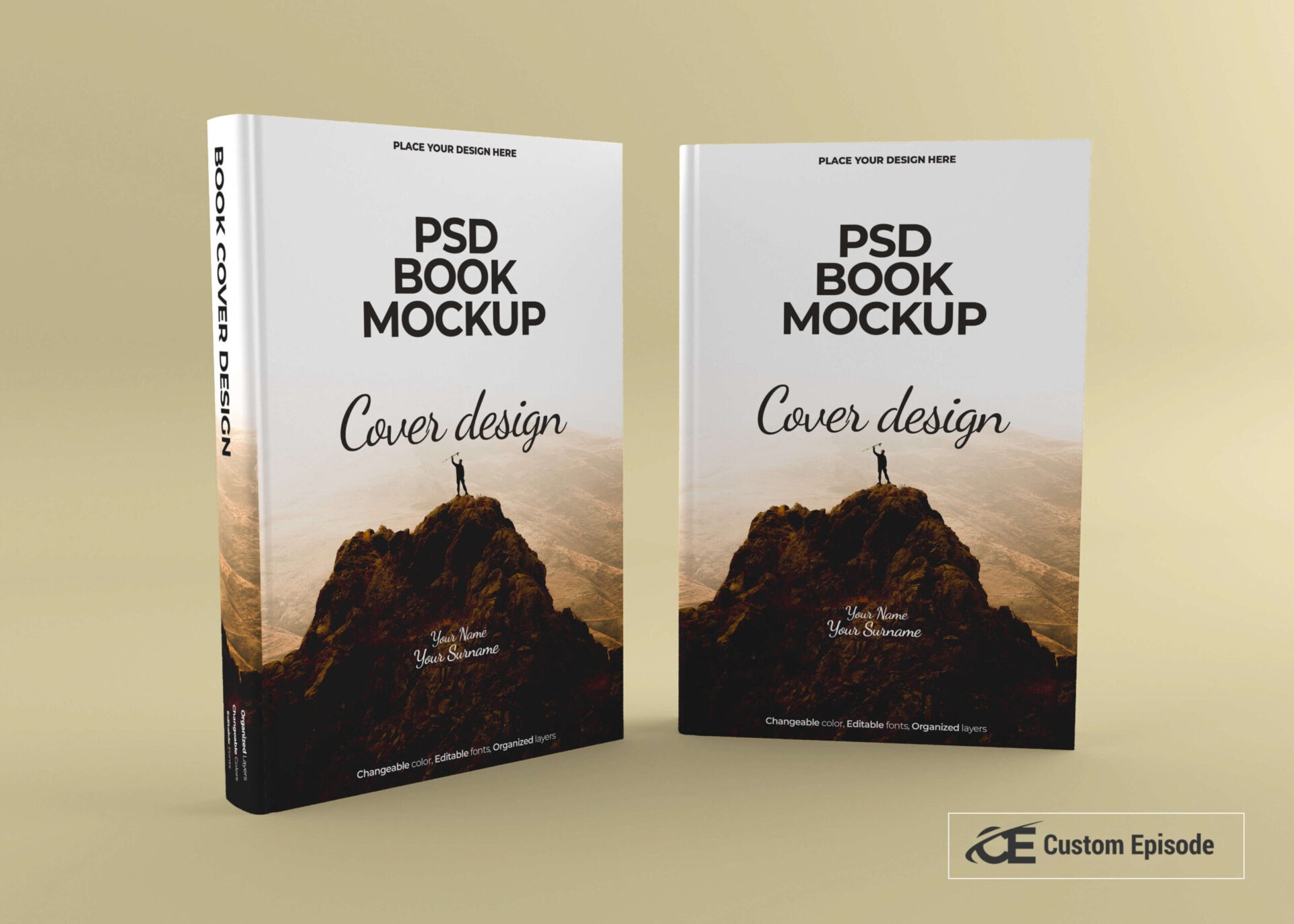 Front and Back PSD Book Cover Mockup - CUSTOM EPISODE
