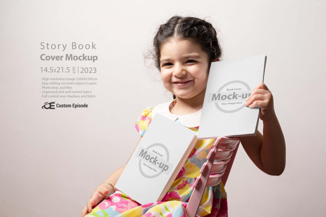 Story Book cover mockup Free Download
