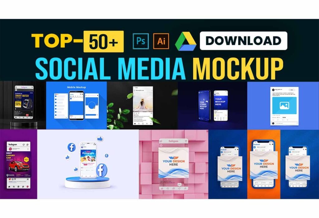 Social media banner mockup free download facebook instagram twitter linkedin social media psd mockup mockup psd free download