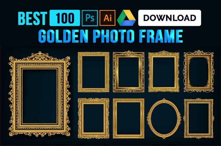 100+ Golden photo frame vector and PNG  Picture Free Download