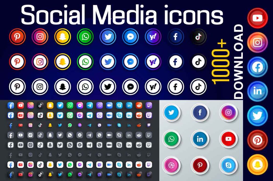 1000+ social media icons Bundle Free Download