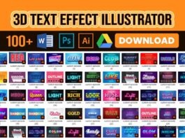 3D Text Effect illustrator Free Download