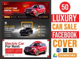 50+ Luxury Car Rent, buy, Sale, Repair Service Facebook Cover Design Template Free Download