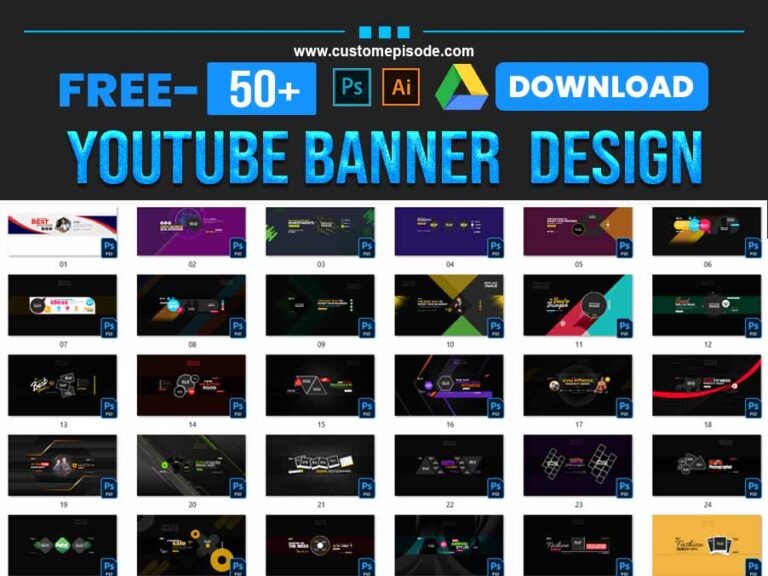 50+ Youtube Channel Art Banner Design PSD Template Free Download