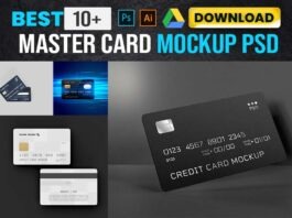 Master Card credit card mockup PSD Free Download