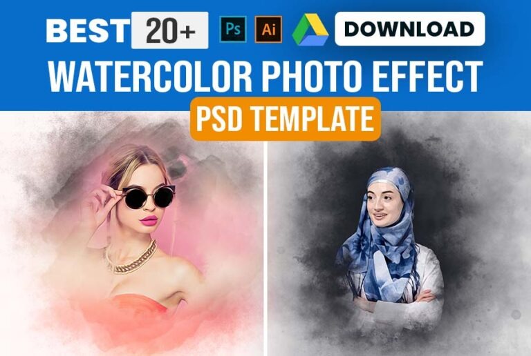 20+ Advanced Watercolor Photo Effect Photoshop PSD Template Free Download
