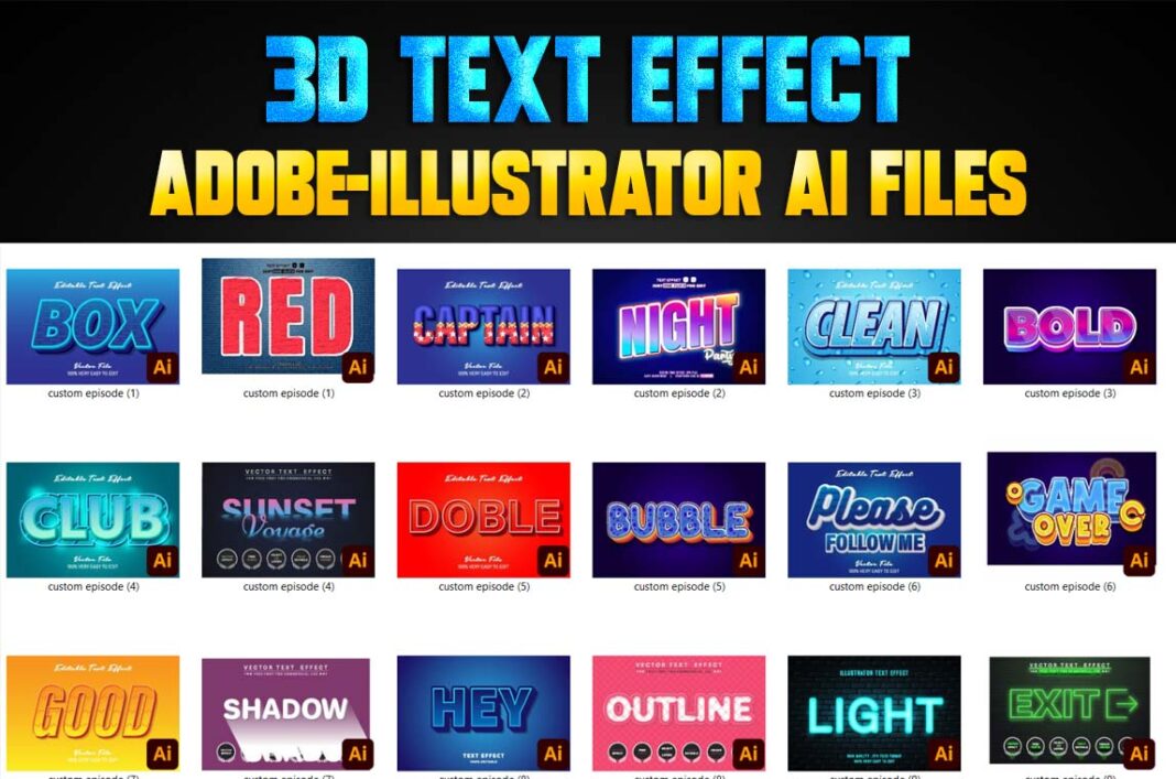 3D Text Effect Vector file Free Download