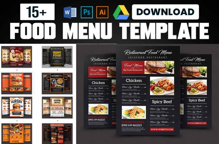 15+ Creative menu design Template Free Download