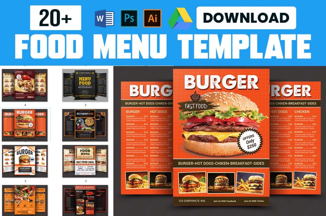 20+ Food menu design Template Free Download