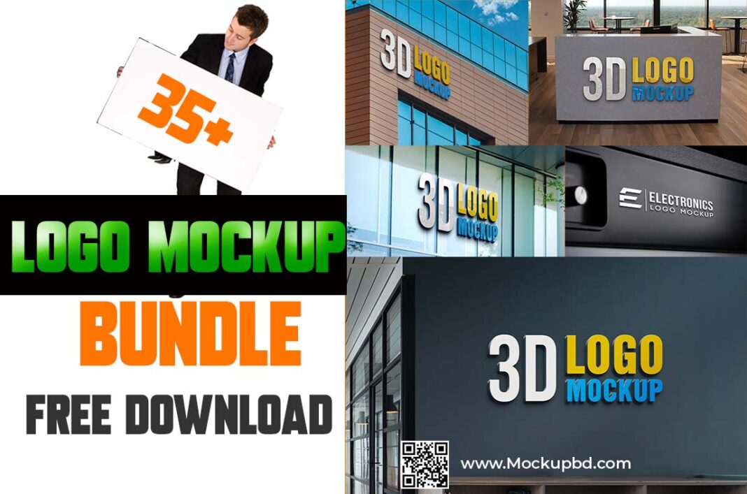 3D Logo Mockup Bundle Free Download